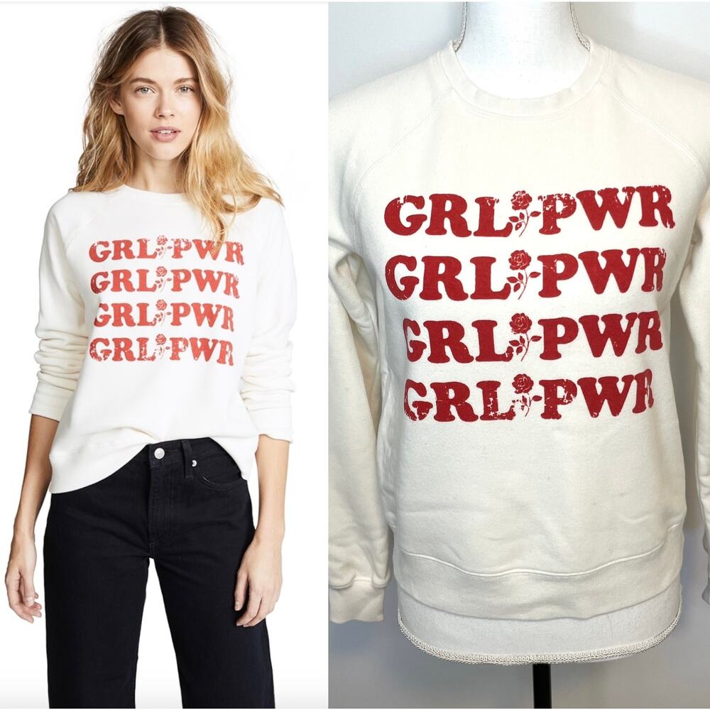Rebecca Minkoff Girl Power Graphic Sweatshirt In White Red Size XS New